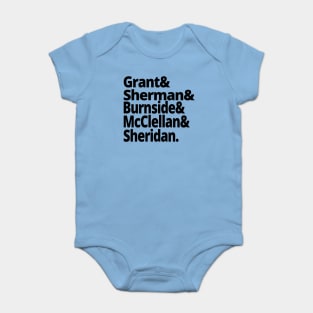 US Civil War History - Union Army Generals - Grant, Sherman, Burnside, McClellan, Sheridan - US Civil War History American History Baby Bodysuit